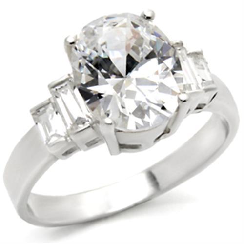 High-Polished 925 Sterling Silver Ring with AAA Grade CZ  in Clear