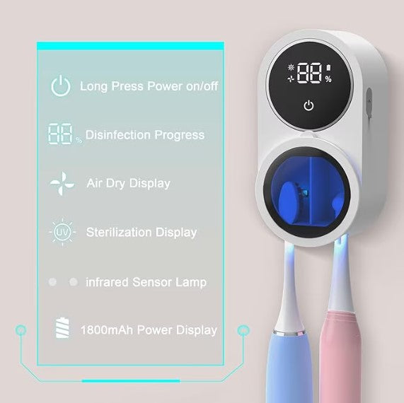 Stérilisateur Brosse à Dents UV Mural - Hygiène Parfaite, Sans Fil