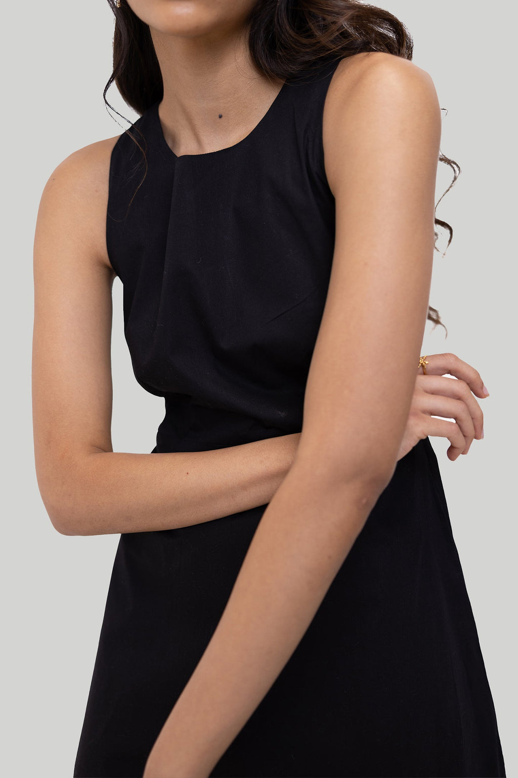 Black cross-back Organic Cotton Midi Dress- ( eco-friendly )