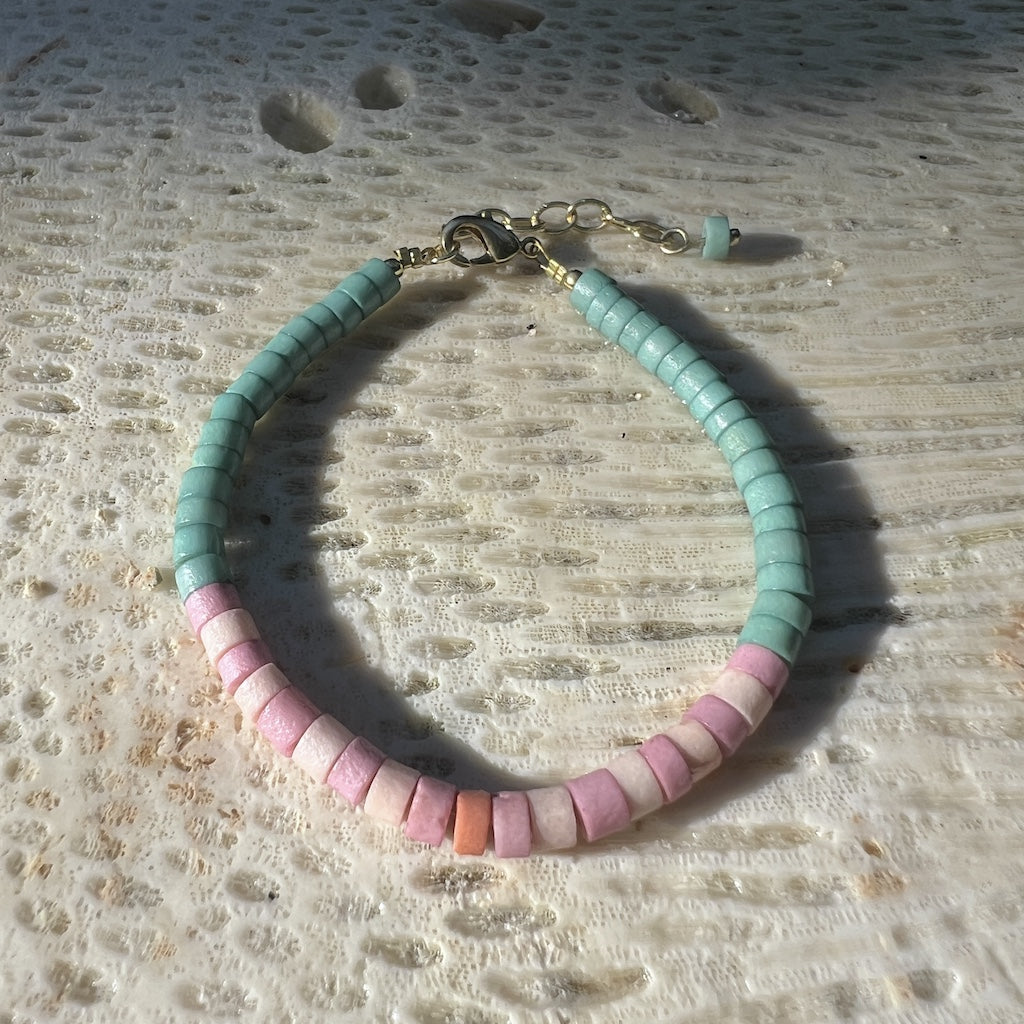 Handmade Upcycled Bone Heishi Bracelet