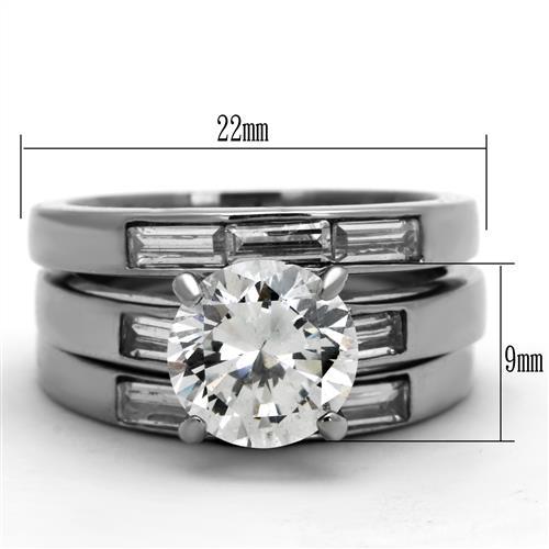 High polished (no plating) Stainless Steel Ring with AAA Grade CZ
