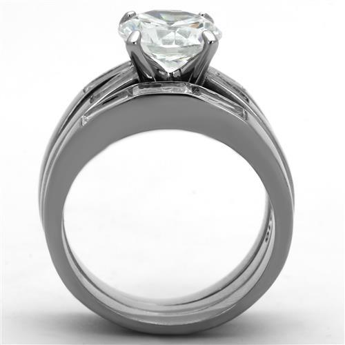 High polished (no plating) Stainless Steel Ring with AAA Grade CZ