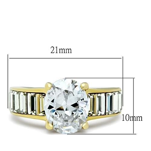 IP Gold (Ion Plating) Stainless Steel Ring with AAA Grade CZ