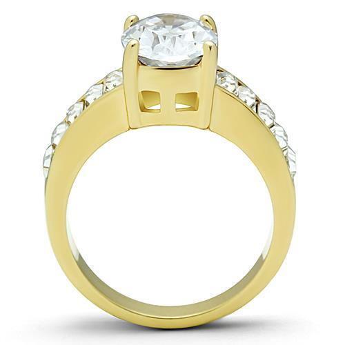 IP Gold (Ion Plating) Stainless Steel Ring with AAA Grade CZ