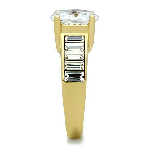 IP Gold (Ion Plating) Stainless Steel Ring with AAA Grade CZ