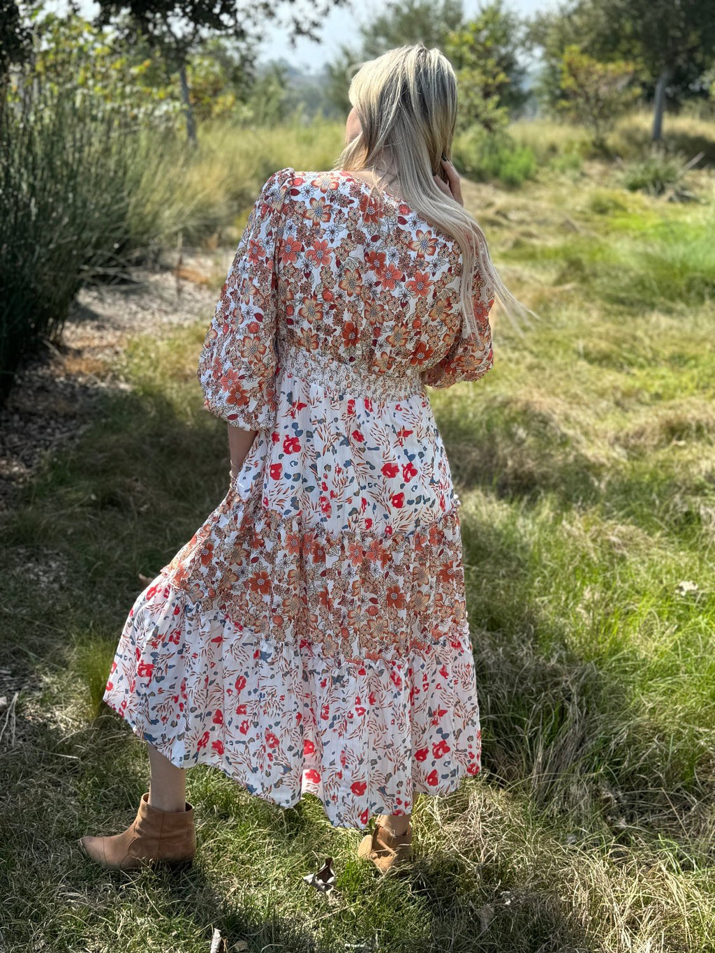 Lily Floral Ruffled Tiered Midi Dress-1