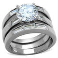 High polished (no plating) Stainless Steel Ring with AAA Grade CZ
