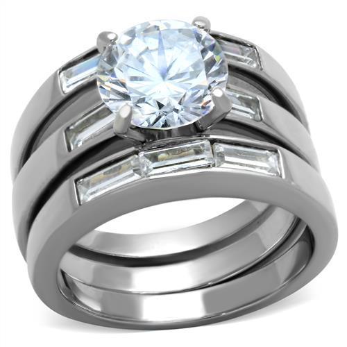 High polished (no plating) Stainless Steel Ring with AAA Grade CZ
